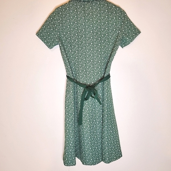 Speedy Green 70s Athletic Polyester Zip-Up Dress with Waist Tie - Picture 11 of 14